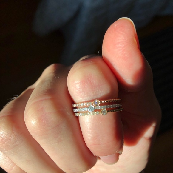 14k gold triple ring diamond set size 7 - Picture 3 of 8